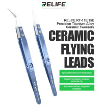 RELIFE RT-11E/15E Ceramic Straight Tip Electronic Soldering Tweezers Anti-Static Reverse Acid Resistant Precision Chuck Forces