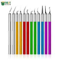 BST-76 12 in 1 Mobile Phone Repair Pry Knife Set For Motherboard IC Glue Removal CPU Disassembly Face ID Repair Rework Blade