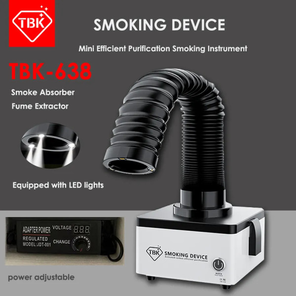 TBK-638 Mini Efficient Purification Smoking Instrument Solder iron Smoke Absorber ESD Fume Extractor With LED Light 110V/220V