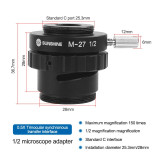 SUNSHINE Microscope HDMI Camera M27 SZM CTV 1/2 1/3 Adapter 0.3X 0.5X C Lens Adapter For Trinocular Stereo