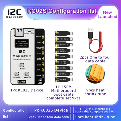 i2C KC02S New W09pro Battery Heath Repair Device Data Expansion Board for iPhone 12/13/14/15 Phone Repair Tool