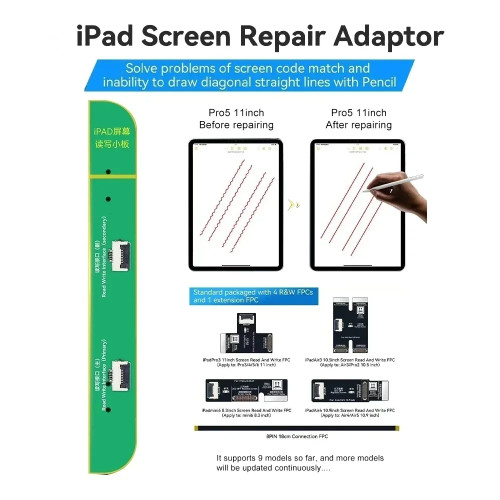 JC V1S PRO Screen Repair Tester 1pcs 8-13 receiver board and 1pcs dot projector flex cable for iPad Pro3/4 and 5pcs films