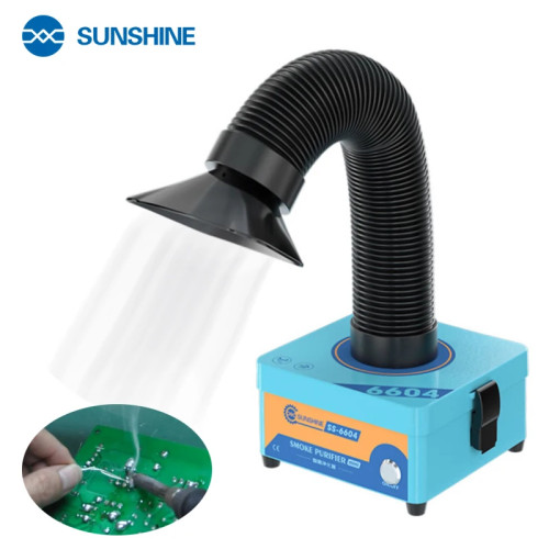 SUNSHINE SS-6604 Mini Fume Extractor Powerful Efficient Purification 3 Layer Filter Dust Purification System for Phone Repair