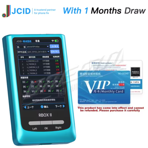 JCID RBOXⅡSmart Diagnostic Tool with Chip Analysis Voltage Detection Error Code Reader for iPhone & Android Repair