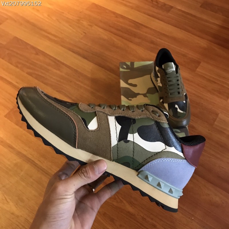 Valentino Studded Suede & Nylon Men and Women Sneakers-045