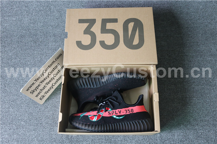 Authentic Adidas Yeezy Boost 350 V2 Black Red Snake Green