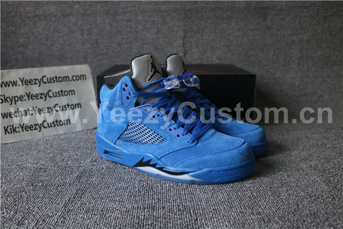 Authentic Air Jordan 5 Blue Suede