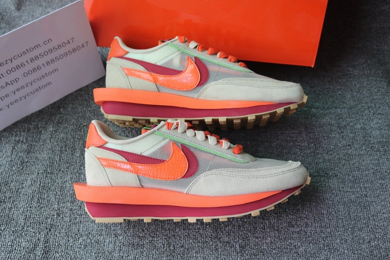 Authentic Clot X Sacai X Nike LDWaffle Orange Blaze