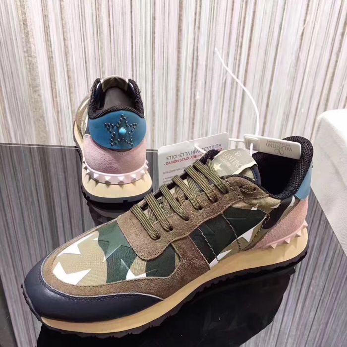 Valentino Studded Suede & Nylon Men and Women Sneakers-012