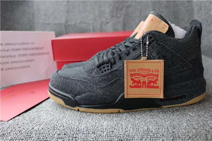 Authentic Air Jordan 4 Levis Black