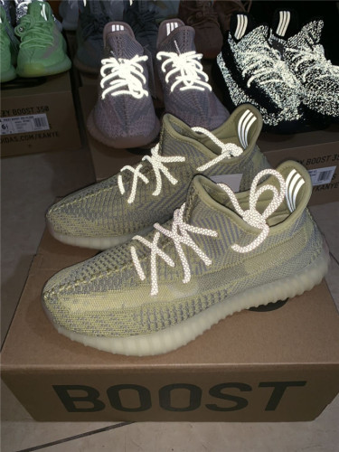 Authentic Adidas Yeezy 350 V2 Yellow Static Non Reflective Women Shoes