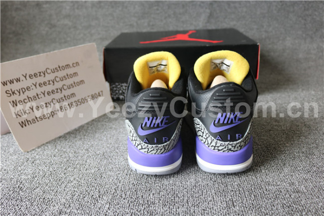 Authentic Air Jordan 3 Black Purple(Nike Logo)