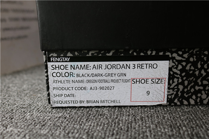 Authentic Air Jordan 3 Black Dark Grey Reflective