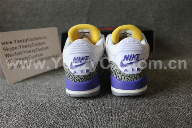 Authentic Air Jordan 3 White Purple(Nike Logo)