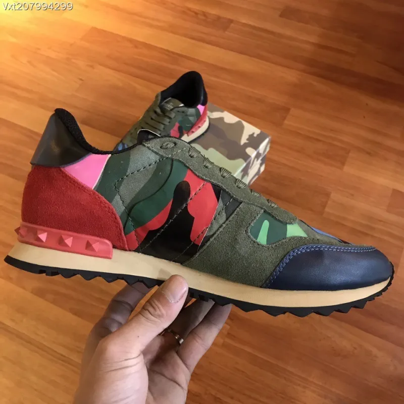 Valentino Studded Suede & Nylon Men and Women Sneakers-044