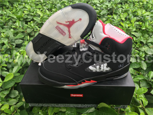 Authentic Supreme X Air Jordan 5 Black GS