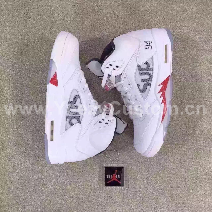 Authentic Supreme X Air Jordan 5 White