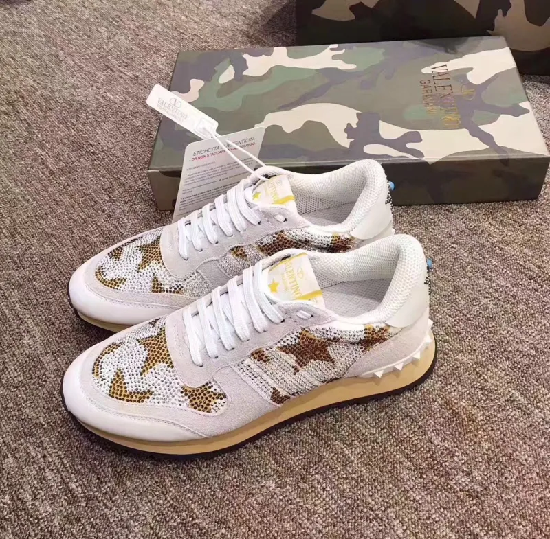 Valentino Studded Suede & Nylon Men and Women Sneakers-013