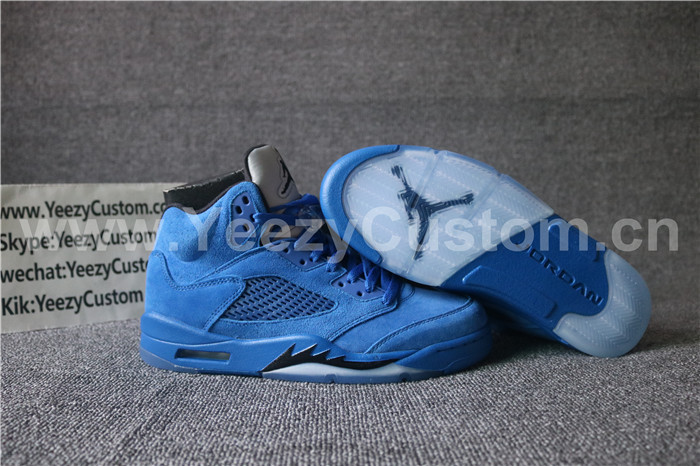 Authentic Air Jordan 5 Blue Suede