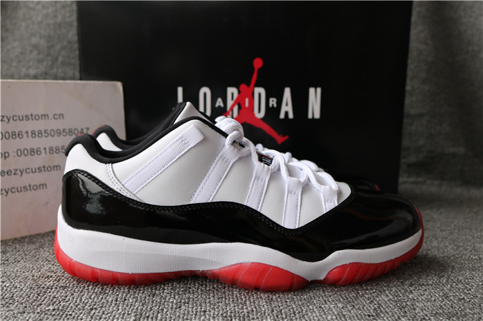 Authentic Air Jordan 11 Low Black White / Red