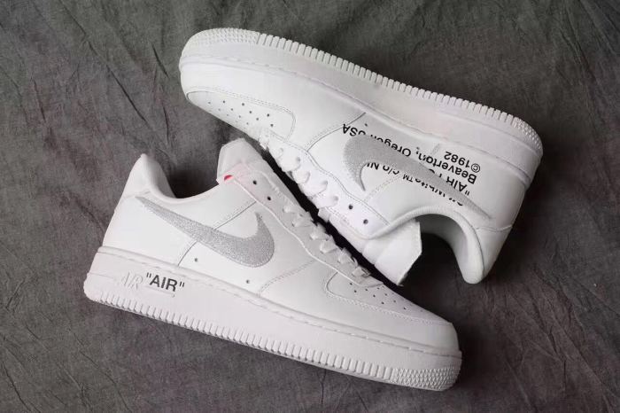 Authentic Off White X Nike Air Force 1 Silver Men And GS