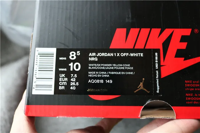 Authentic Off White X Jordan 1 Yellow