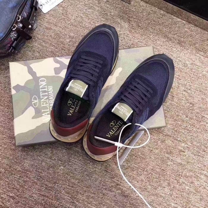 Valentino Studded Suede & Nylon Men and Women Sneakers-006