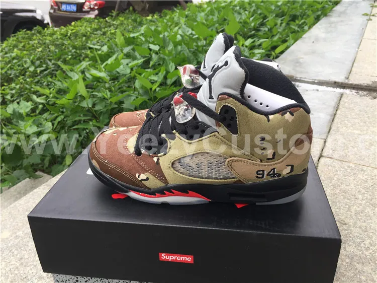 Authentic Supreme X Air Jordan 5 Camo GS