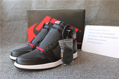 Authentic Air Jordan 1 Satin Black Gym Red