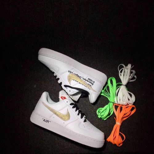 Authentic Off White X Nike Air Force 1 Gold Men And GS