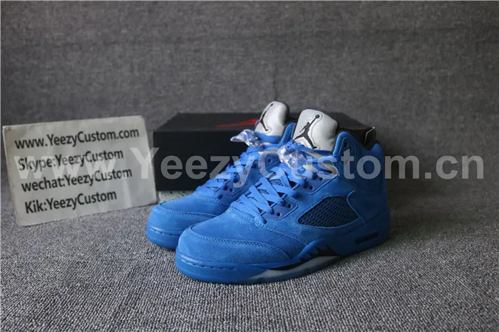 Authentic Air Jordan 5 Blue Suede