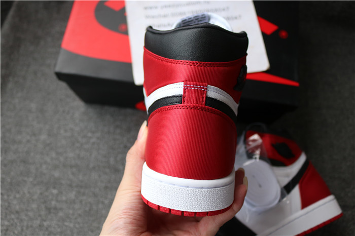 Authentic Air Jordan 1 Retro High Satin Black Toe Women Shoes