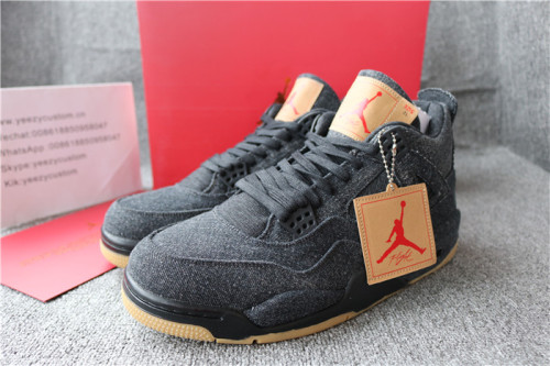 Authentic Air Jordan 4 Levis Black