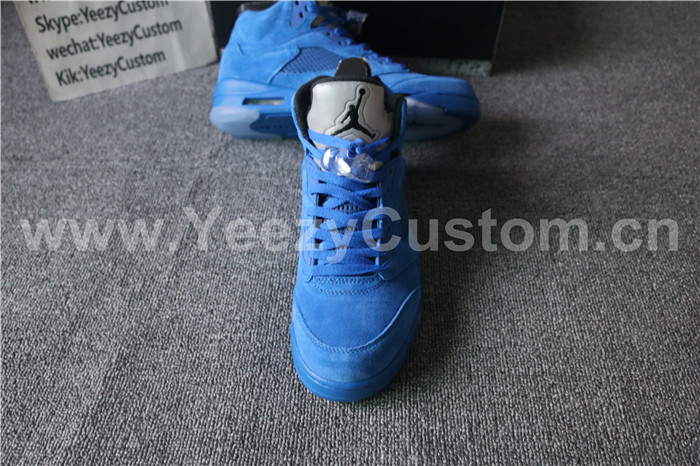 Authentic Air Jordan 5 Blue Suede