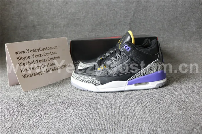 Authentic Air Jordan 3 Black Purple(Nike Logo)