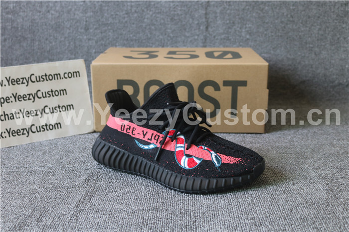 Authentic Adidas Yeezy Boost 350 V2 Black Red Snake Blue