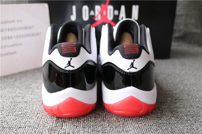 Authentic Air Jordan 11 Low Black White / Red