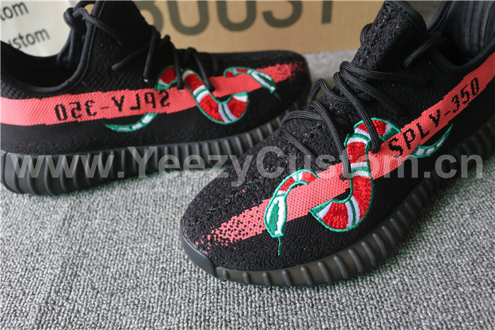 Authentic Adidas Yeezy Boost 350 V2 Black Red Snake Green