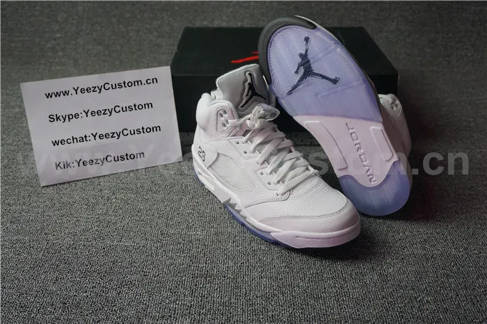 Authentic Air Jordan 5 White/Metallic Silver