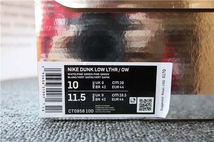 Authentic Off white  X Nike Dunk Low LTHR/OW