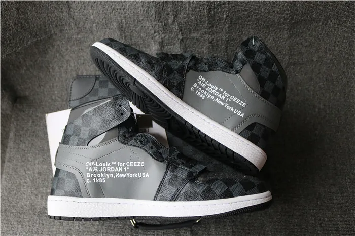 Authentic Air Jordan 1 Off White X LV GREY