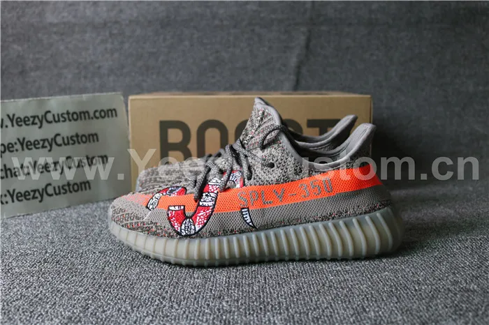 Authentic Adidas Yeezy 350 Boost Orange Grey Dragon