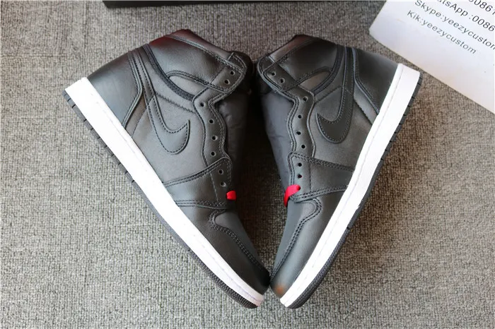 Authentic Air Jordan 1 Satin Black Gym Red