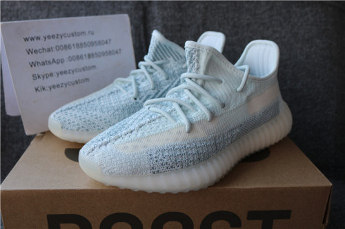 Authentic Adidas Yeezy Boost 350 V2 Cloudy White Reflective Women Shoes