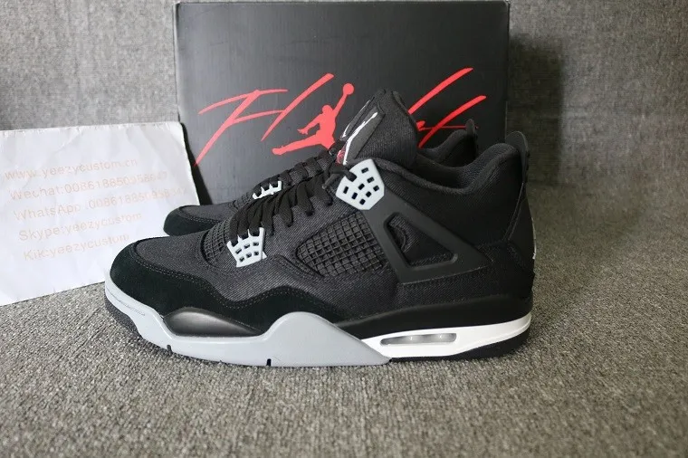 Authentic Air Jordan 4 Black Canvas