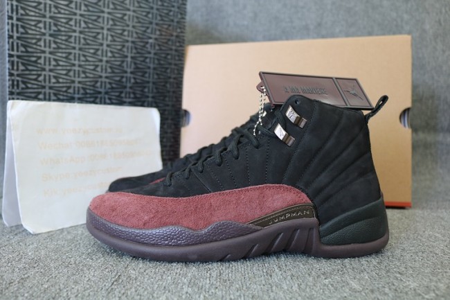 Authentic A Ma Maniére x Air Jordan 12 WMNS Black Burgundy Crush