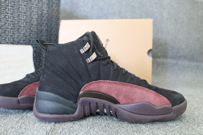 Authentic A Ma Maniére x Air Jordan 12 WMNS Black Burgundy Crush