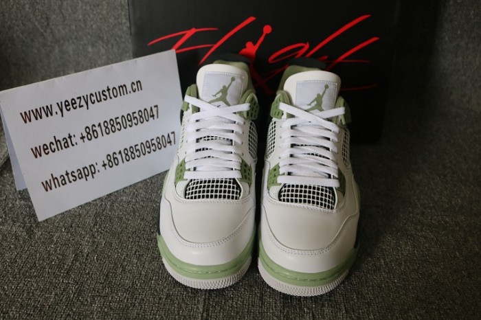 Authentic Air Jordan 4 WMNS Seafoam (Oil Green)