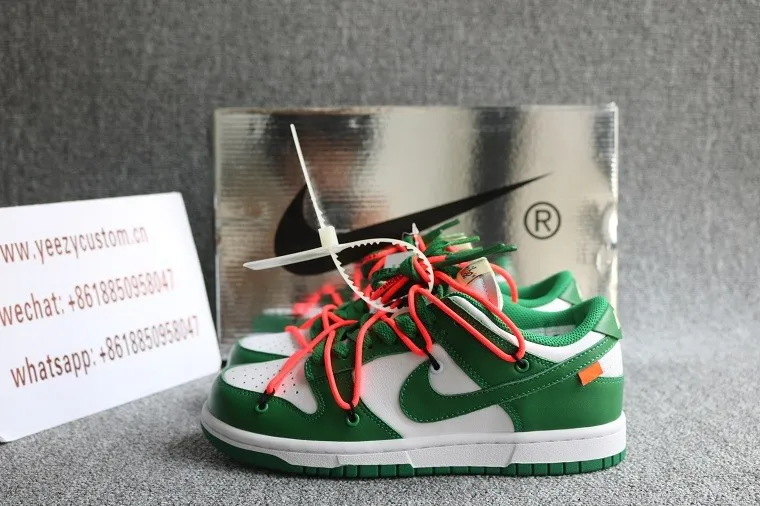 Authentic OFF White X Nike SB Dunk Low Pine Green