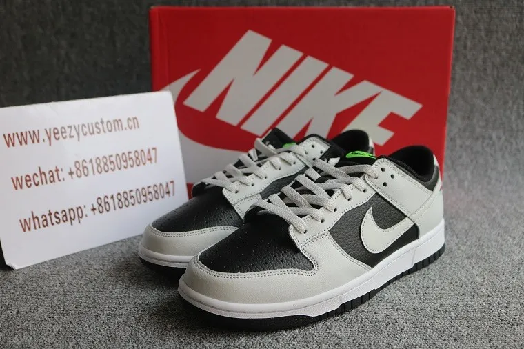 Authentic Nike Dunk Low Black Grey Volt 